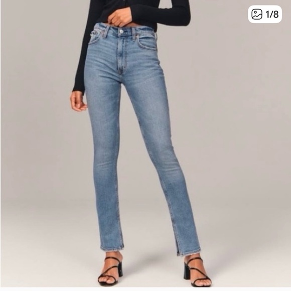 Abercrombie & Fitch The Skinny High Rise Split Hem Jeans Size 28 or 6R - Picture 1 of 13